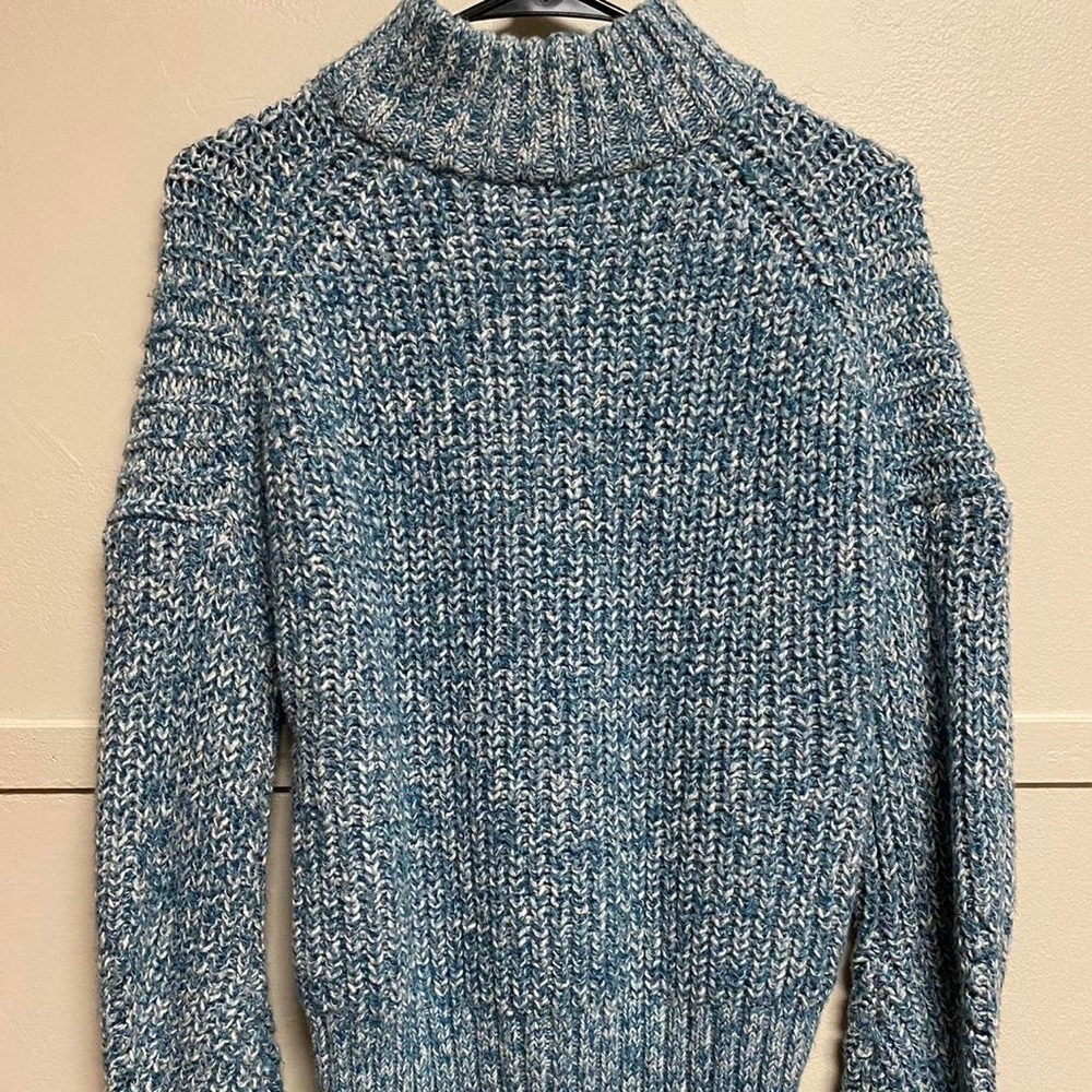 J. Crew Blue Cowl Neck Sweater with Chunky Ribbed Knit